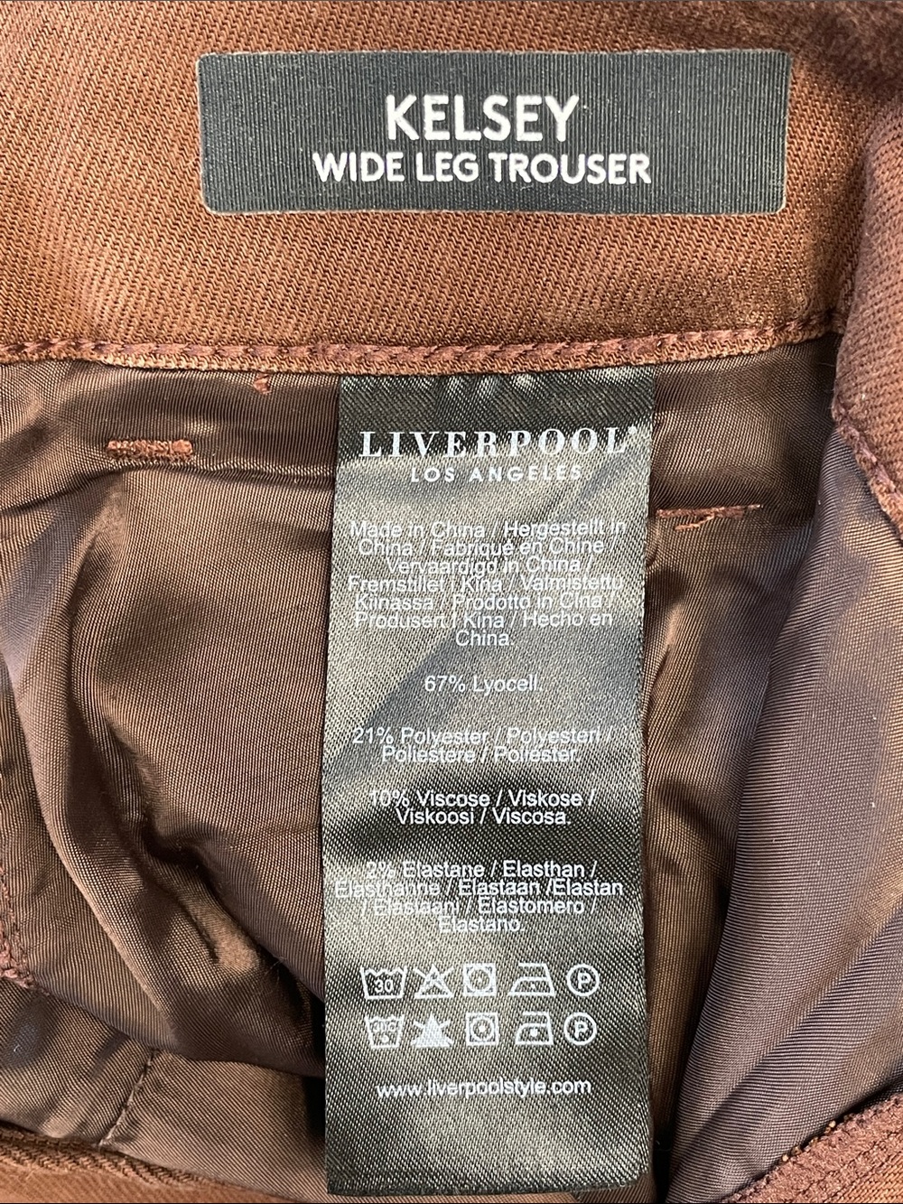 New Liverpool Kelsey Wide Leg Trouser Pants Saddle Brown Sz 6 / 28 - Picture 12 of 14